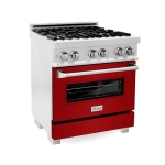 ZLINE - 4.0 cu. ft. Dual Fuel Range with Gas Stove and Electric Oven in Fingerprint Resistant Stainless Steel and Red Gloss Door - Gloss Red