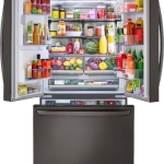 LG - 23.5 Cu. Ft. French Door Counter-Depth Smart Refrigerator with Craft Ice - Black Stainless Steel