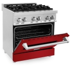 ZLINE - Professional 4 Cu. Ft. Freestanding Dual Fuel Convection Range - Gloss Red