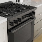 Bosch - 800 Series 3.7 cu. ft. Freestanding Gas Convection Range with 5 Dual Flame Ring Burners - Black Stainless Steel