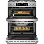 Café - 6.7 Cu. Ft. Slide-In Double Oven Gas True Convection Range with Built-In WiFi, Customizable - Stainless steel