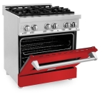 ZLINE - Professional 4 Cu. Ft. Freestanding Dual Fuel Convection Range - Matte Red