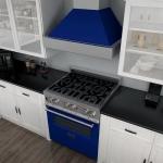 ZLINE - Dual Fuel Range with Gas Stove and Electric Oven in Fingerprint Resistant Stainless Steel - Blue Gloss