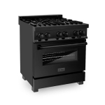 ZLINE - Dual Fuel Range with Gas Stove and Electric Oven in Black Stainless Steel - Black Stainless Steel