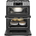 GE Profile - 6.7 Cu. Ft. Slide-In Double Oven Gas True Convection Range with Steam Self-Clean, No Preheat Air Fry and WiFi - Stainless steel