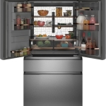 Café - Modern Glass 27.8 Cu. Ft. 4-Door French Door Smart Refrigerator, Customizable - Platinum Glass