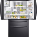 Samsung - Family Hub 22.2 Cu. Ft. 4-Door French Door Counter-Depth Fingerprint Resistant Refrigerator - Black Stainless Steel
