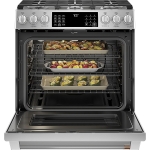 Café - 5.6 Cu. Ft. Slide-In Gas Convection Range, Customizable - Stainless steel