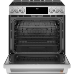 Café - 5.7 Cu. Ft. Slide-In Electric Induction True Convection Range with Steam Cleaning and In-Oven Camera, Customizable - Stainless steel