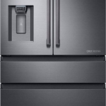 Samsung - Chef Collection 22.6 Cu. Ft. 4-Door Flex French Door Counter-Depth Fingerprint Resistant Refrigerator - Matte Black Stainless Steel