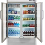 Premium Levella - 29.0 cu. ft. 2-Door Commercial Merchandiser Refrigerator Glass-Door Beverage Display Cooler - Stainless steel