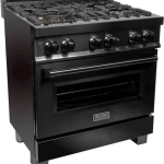 ZLINE - Dual Fuel Range with Gas Stove and Electric Oven in Black Stainless Steel - Black Stainless Steel