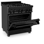 ZLINE - Dual Fuel Range with Gas Stove and Electric Oven in Black Stainless Steel - Black Stainless Steel