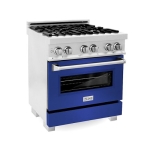 ZLINE - Dual Fuel Range with Gas Stove and Electric Oven in Fingerprint Resistant Stainless Steel and Blue Matte Door - Blue Matte