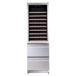 Avanti ELITE Series Wine Cooler, 108 Bottle Capacity, 2-Drawer Beverage Center, in Stainless Steel - Stainless Steel with Black Cabinet