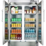 - 21.0 cu. ft. 2-Door Commercial Merchandiser Refrigerator Glass-Door Beverage Display Cooler - Stainless steel