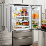 - 20.7-cu ft 4-Door Counter-Depth French Door Refrigerator with Ice Maker - Stainless steel