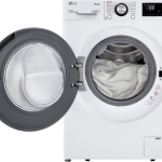 - 2.4 Cu. Ft. High-Efficiency Stackable Smart Front Load Washer with Steam and Built-In Intelligence - White