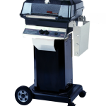 ropane Grill W/ Stainless Grids On Black Cart w/ 4 wheels